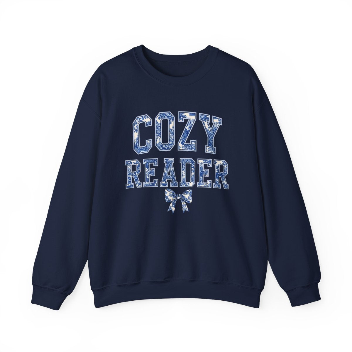 Cozy Reader Sweatshirt With Blue Floral Design