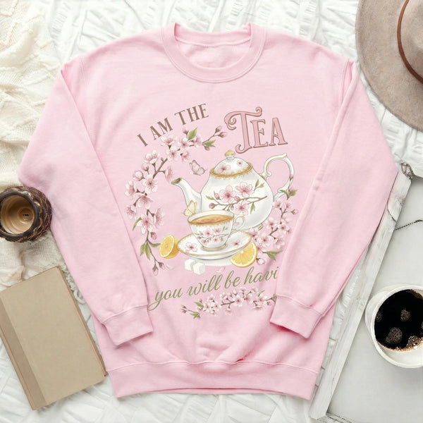 I AM THE TEA Sweatshirt in Light Pink