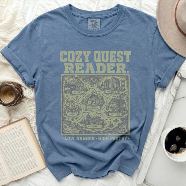 Cozy Quest Reader Map Tee in Blue Jean
