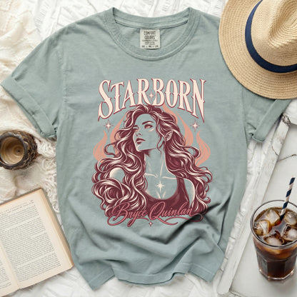 Light blue Comfort Colors t-shirt with "STARBORN Bryce Quinlan" graphic.