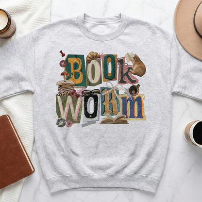 Vintage Book Worm Design Sweatshirt for Book Lovers