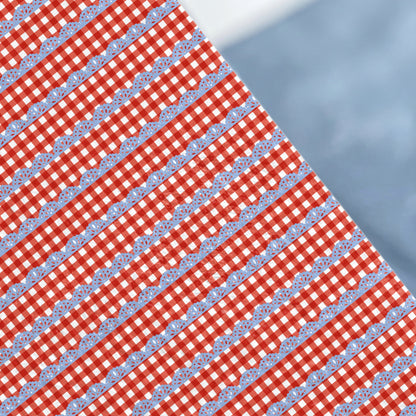 Red and Blue Gingham Patterned Textile Fabric