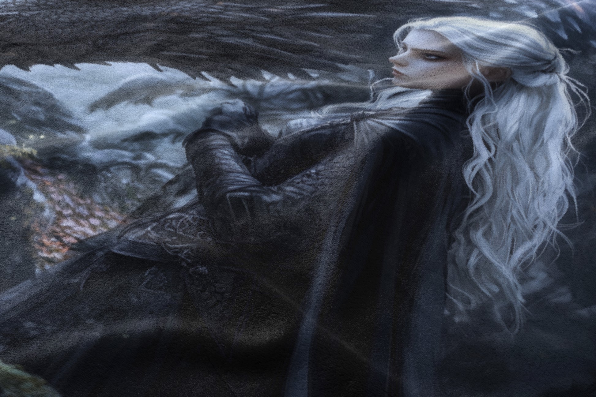 Mystical Fantasy Artwork of Dragon and Warrior