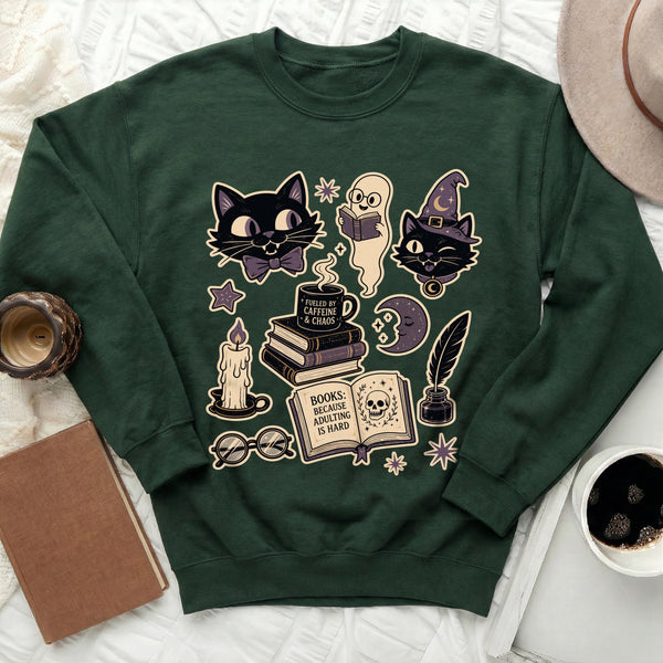 Witchy Reads Sweatshirt in Forest Green