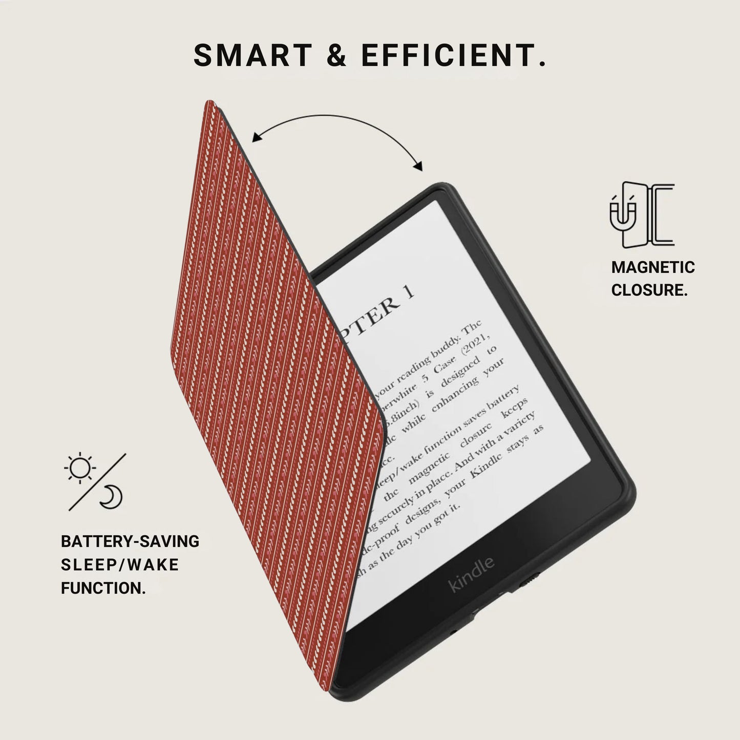Smart and Efficient Kindle Case with Magnetic Closure