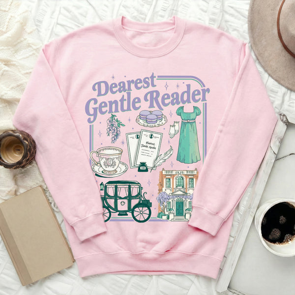 Dearest  Reader Sweatshirt in Light Pink