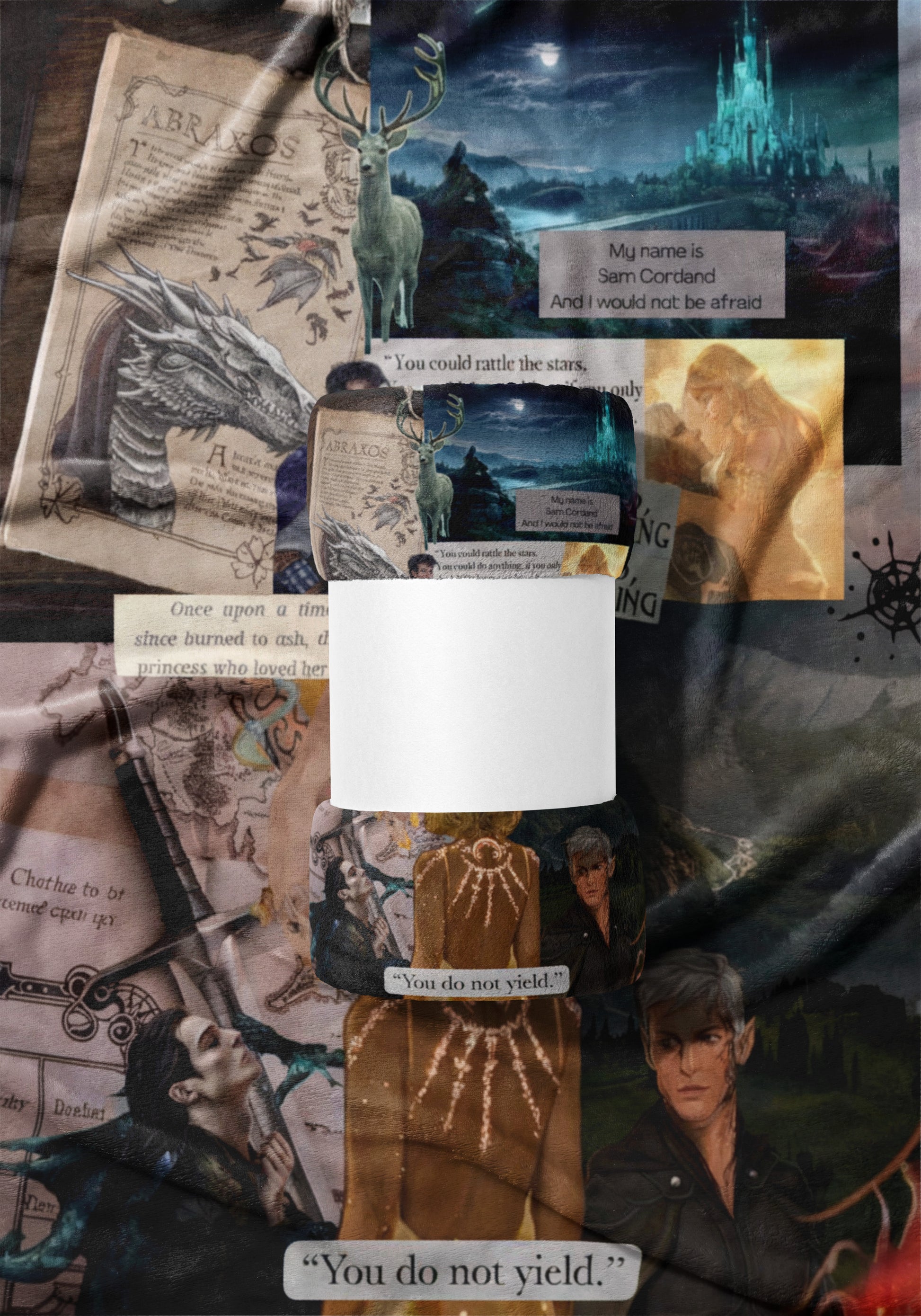 Fantasy Artwork with Dragons and Castles Blanket