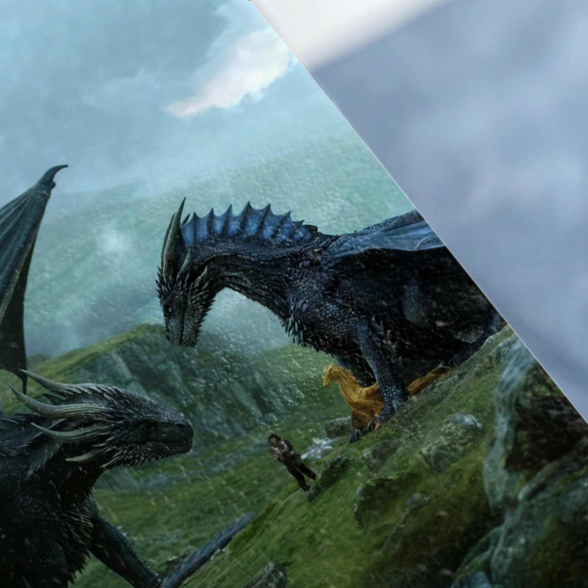 Majestic Dark Dragons Fantasy Mountain Battle product type