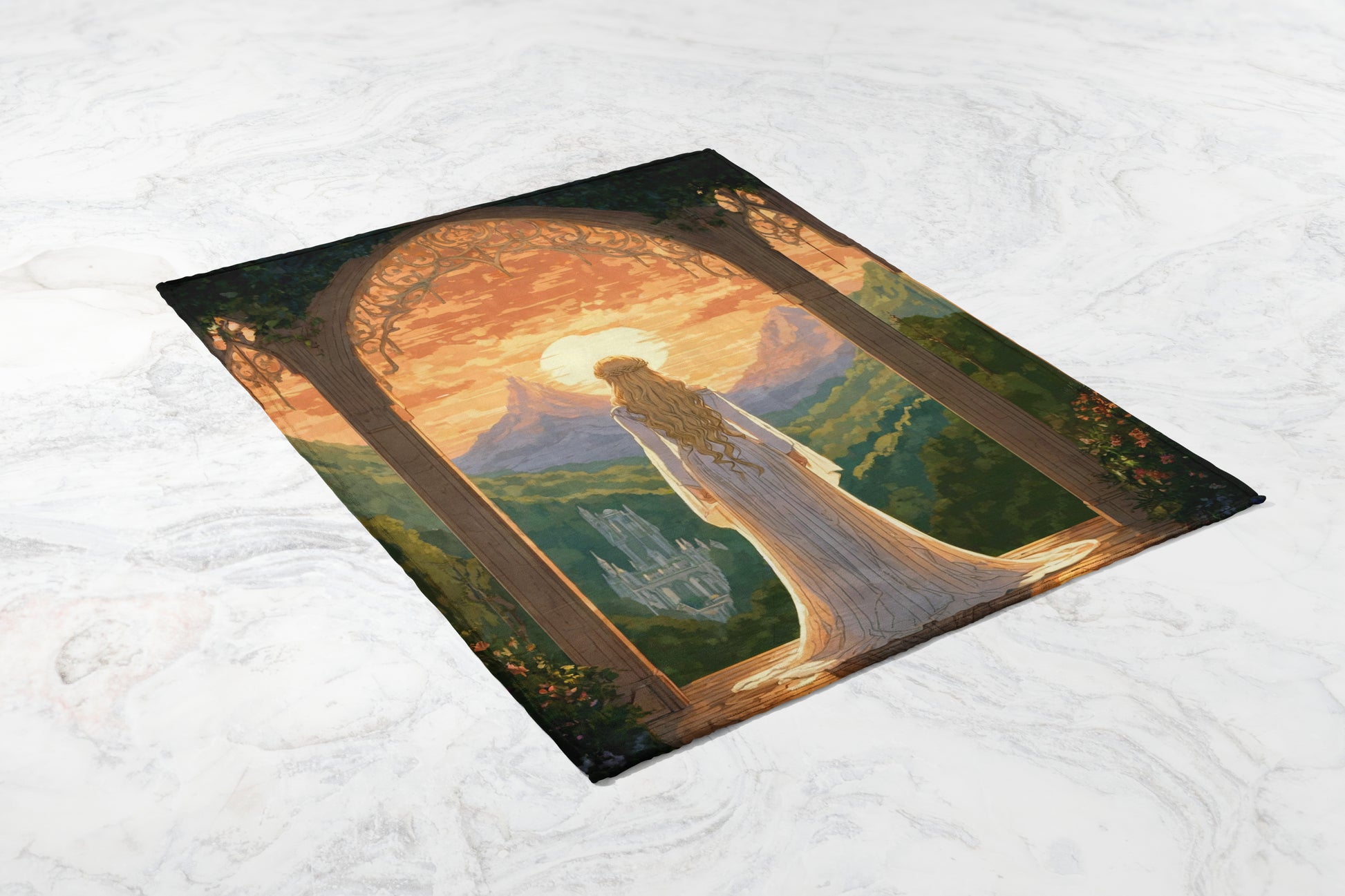 Enchanting Sunset Castle Print Wall Decor