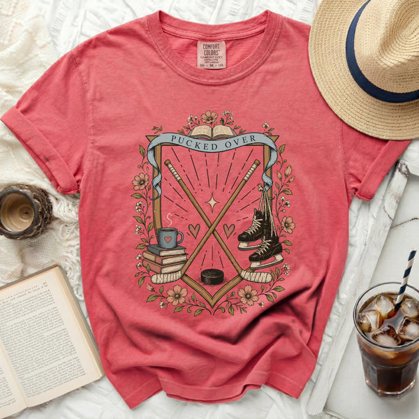 Pucked Over Cozy Hockey Tee in Watermelon