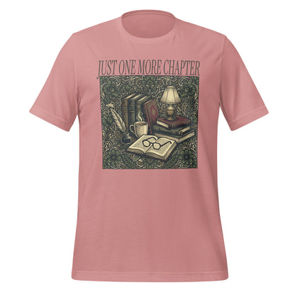 Just One More Chapter Shirt with Books and Lamp Design