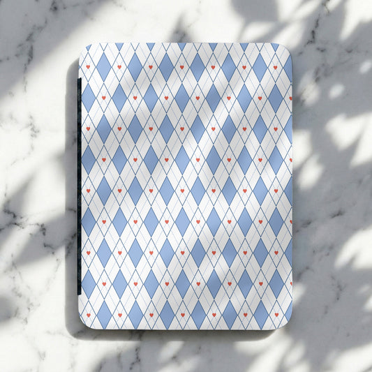 Blue and White Argyle Pattern Design Mouse Pad