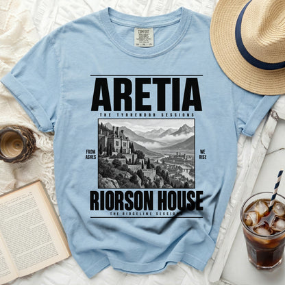 Aretia Rierson House T-shirt with landscape artwork and text.