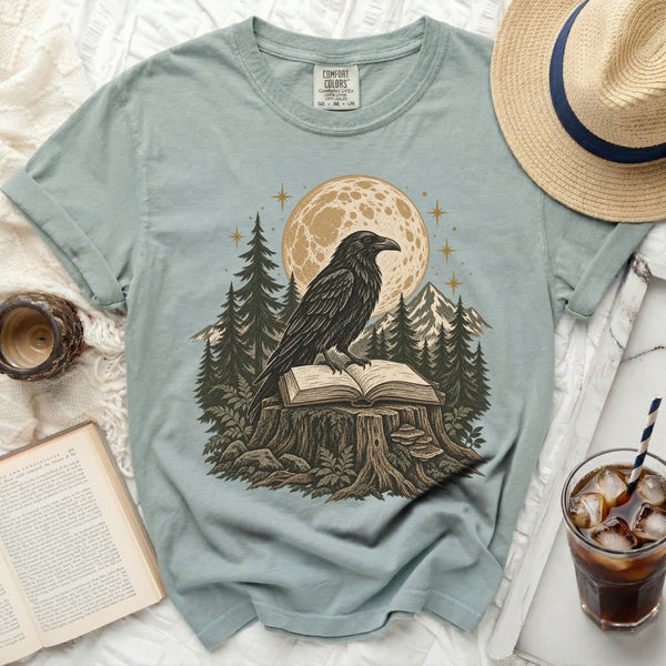 Mystic Raven Book Tee in Bay