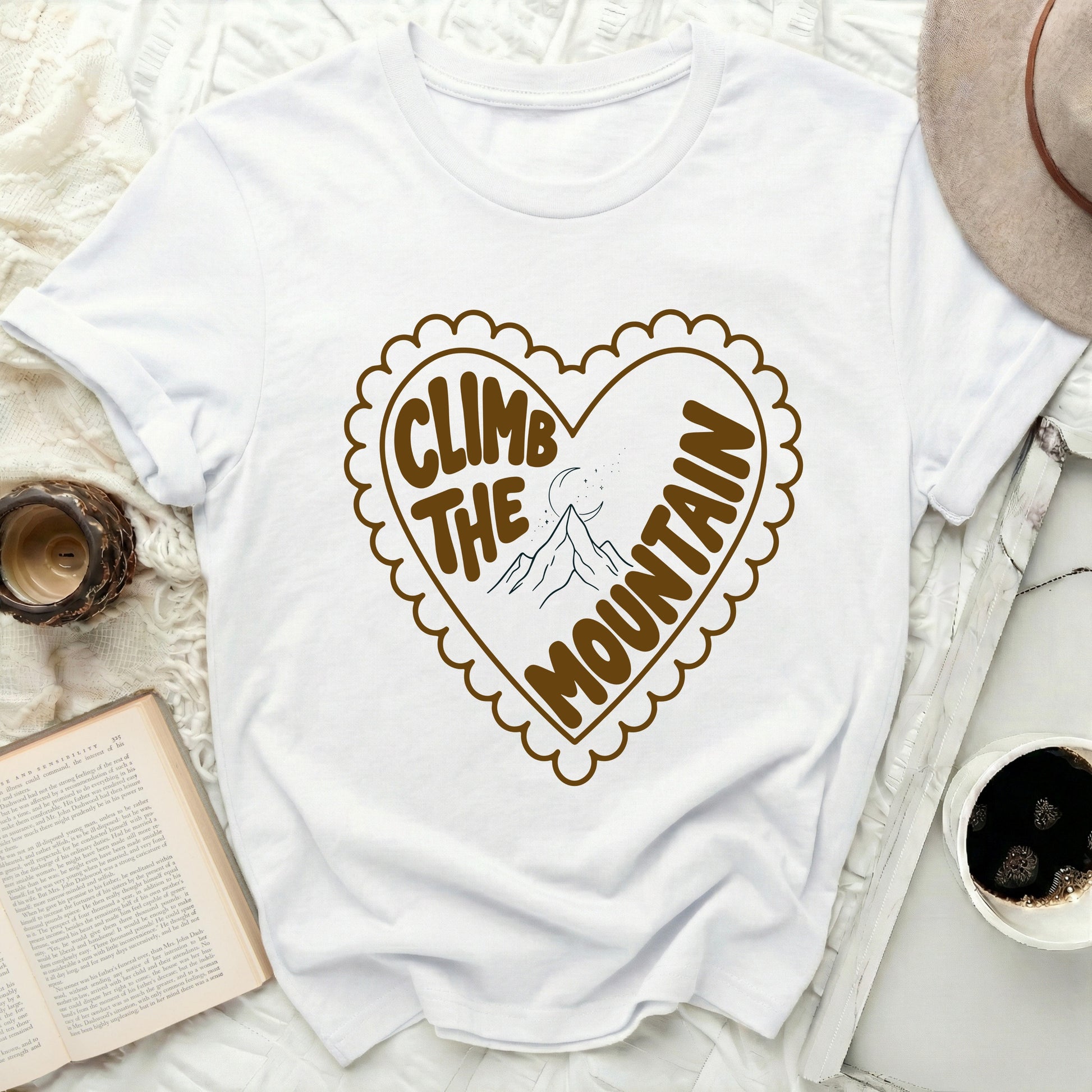 Climb The Mountain Heart Graphic T-shirt product type