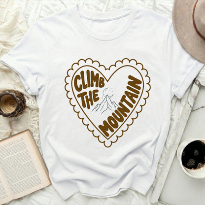 Climb The Mountain Heart Graphic T-shirt product type