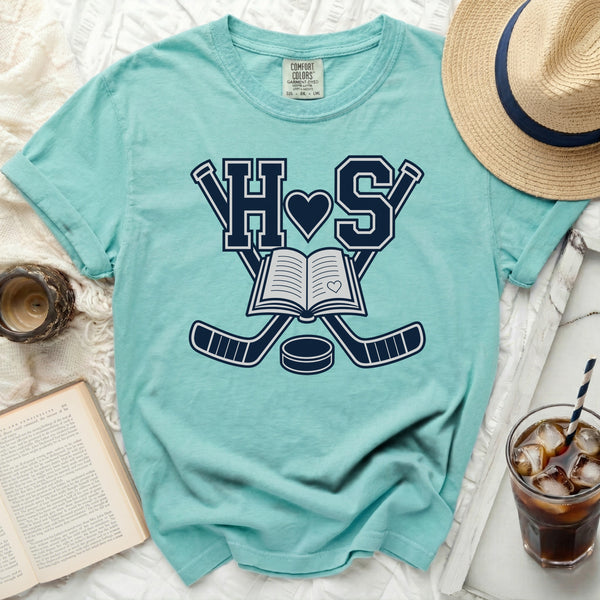 H+S Heart & Hockey Tee in Island Reef