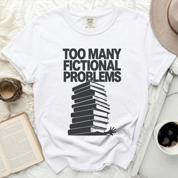 Fictional Problems Book Stack Tee in White
