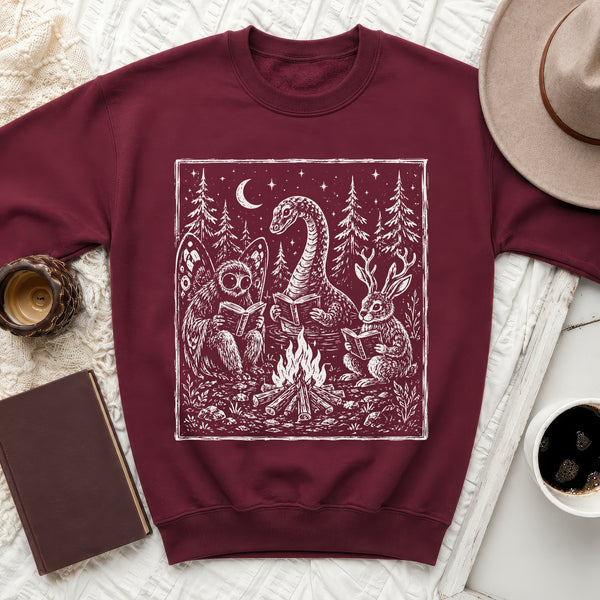 Enchanted Forest Moon Sweatshirt in Maroon