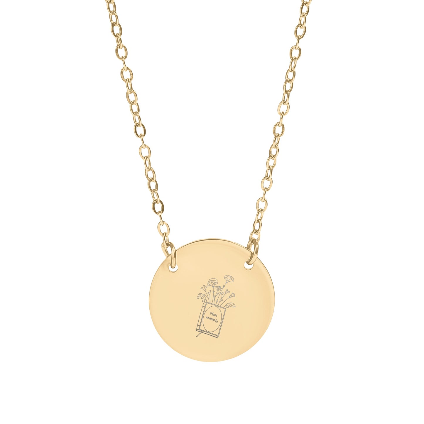 Elegant Round Pendant with Floral Engraving Necklace