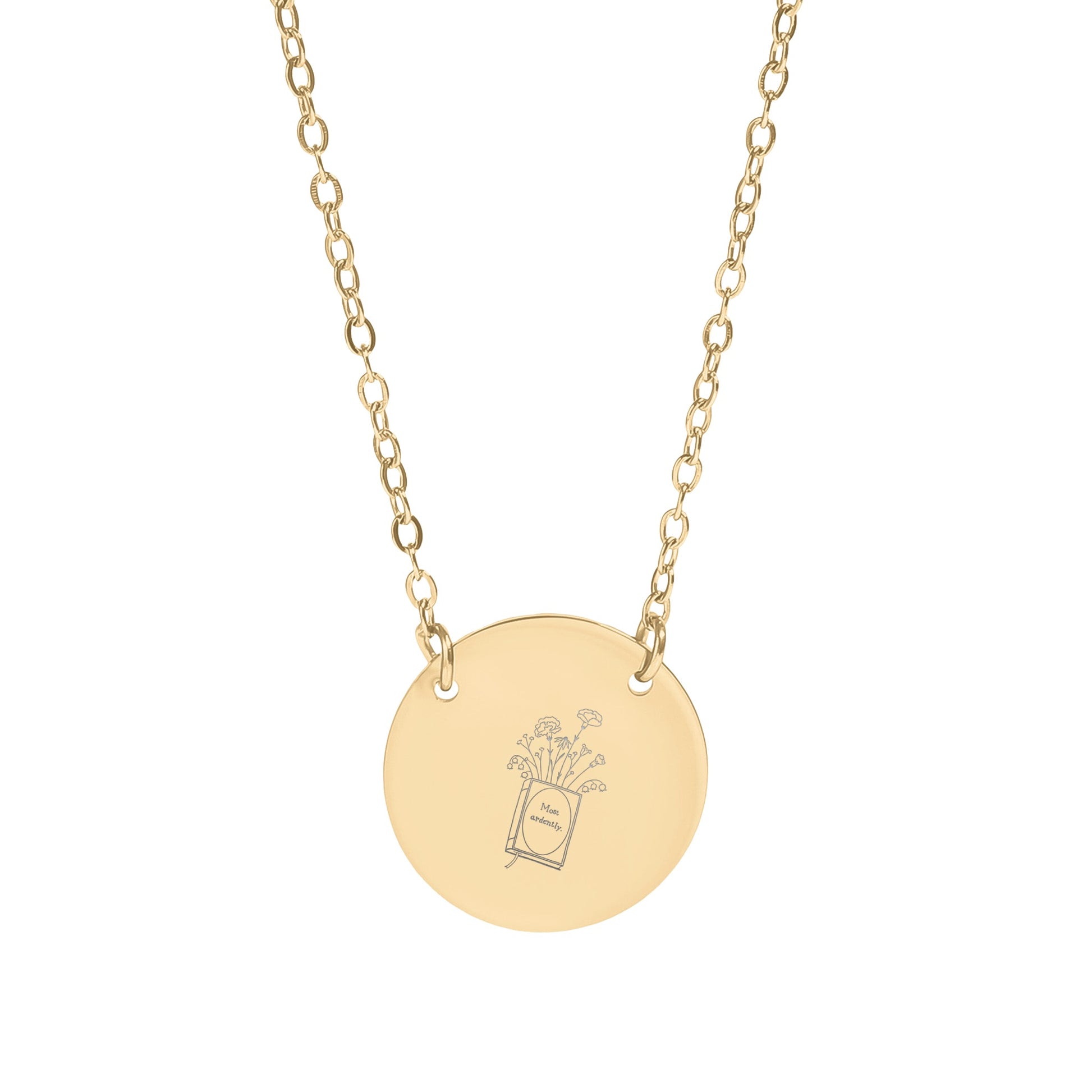 Elegant Round Pendant with Floral Engraving Necklace