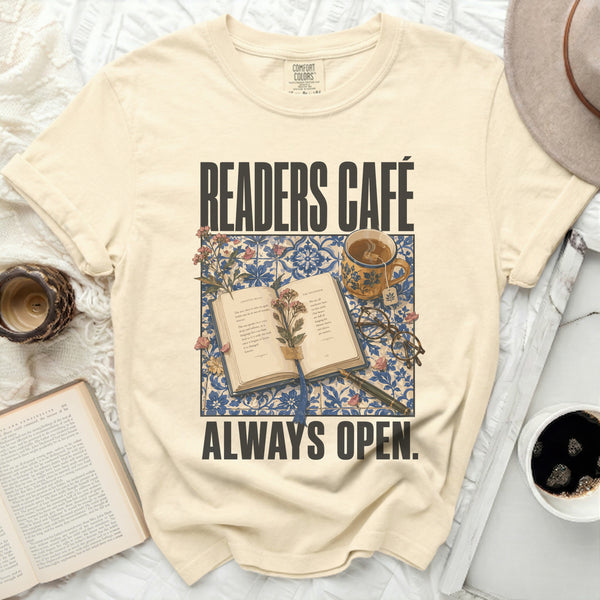 Readers Café Always Open Tee in Ivory