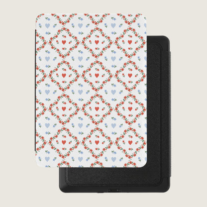 Red and Blue Hearts and Floral Pattern Device Cover