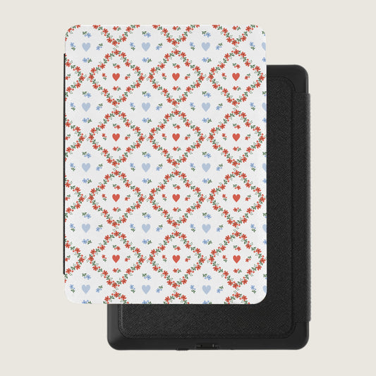 Red and Blue Hearts and Floral Pattern Device Cover