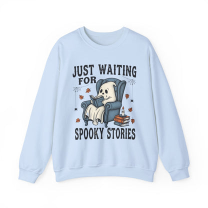 Just Waiting For Spooky Stories Ghost Book Reader Sweatshirt - MagicMerchEmporium