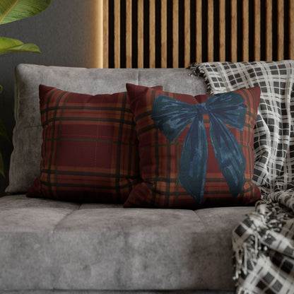 Plaid Decorative Cushions with Large Bow Design