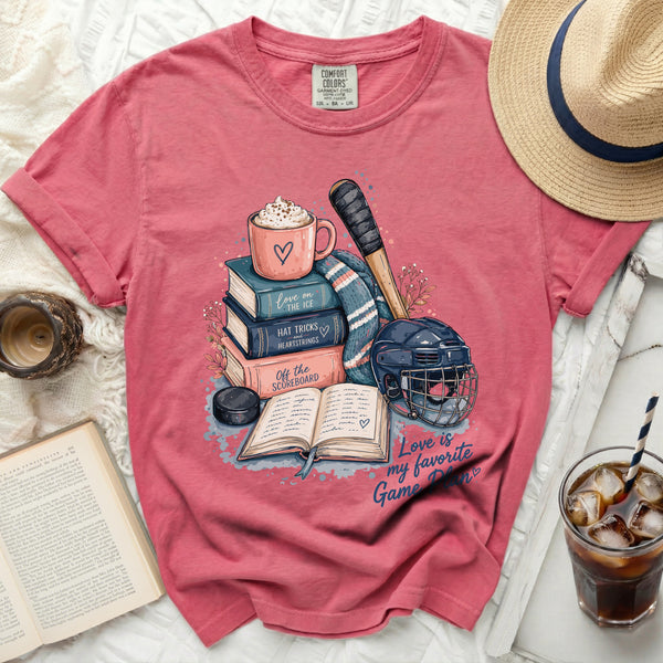 Love Is My Game Plan Hockey Tee in Crunchberry