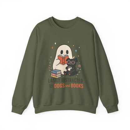 Easily Distracted By Dogs And Books Sweatshirt