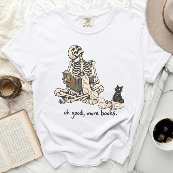 More Books Skeleton Tee in White