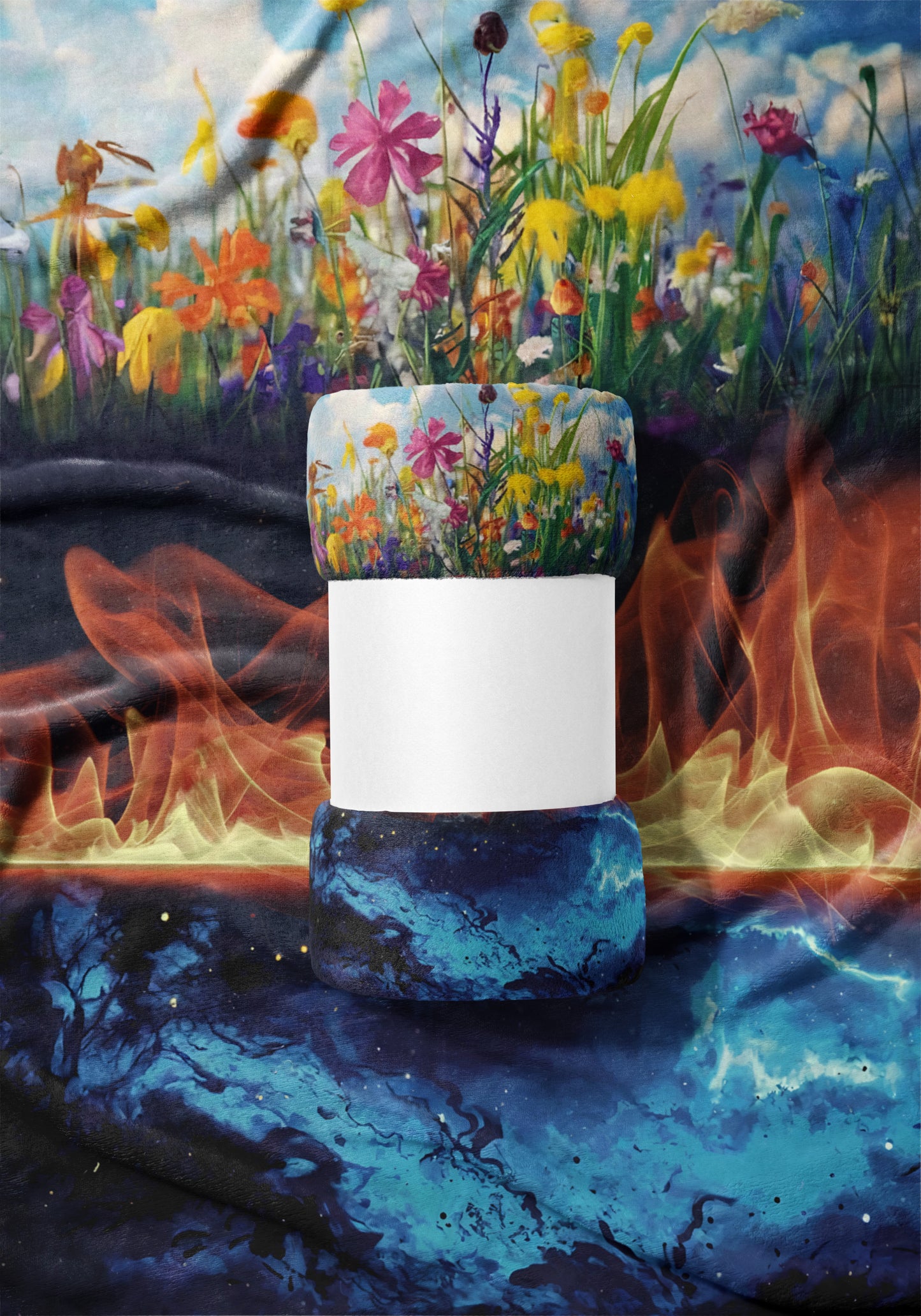 Vibrant Floral and Flame Art Design Blanket