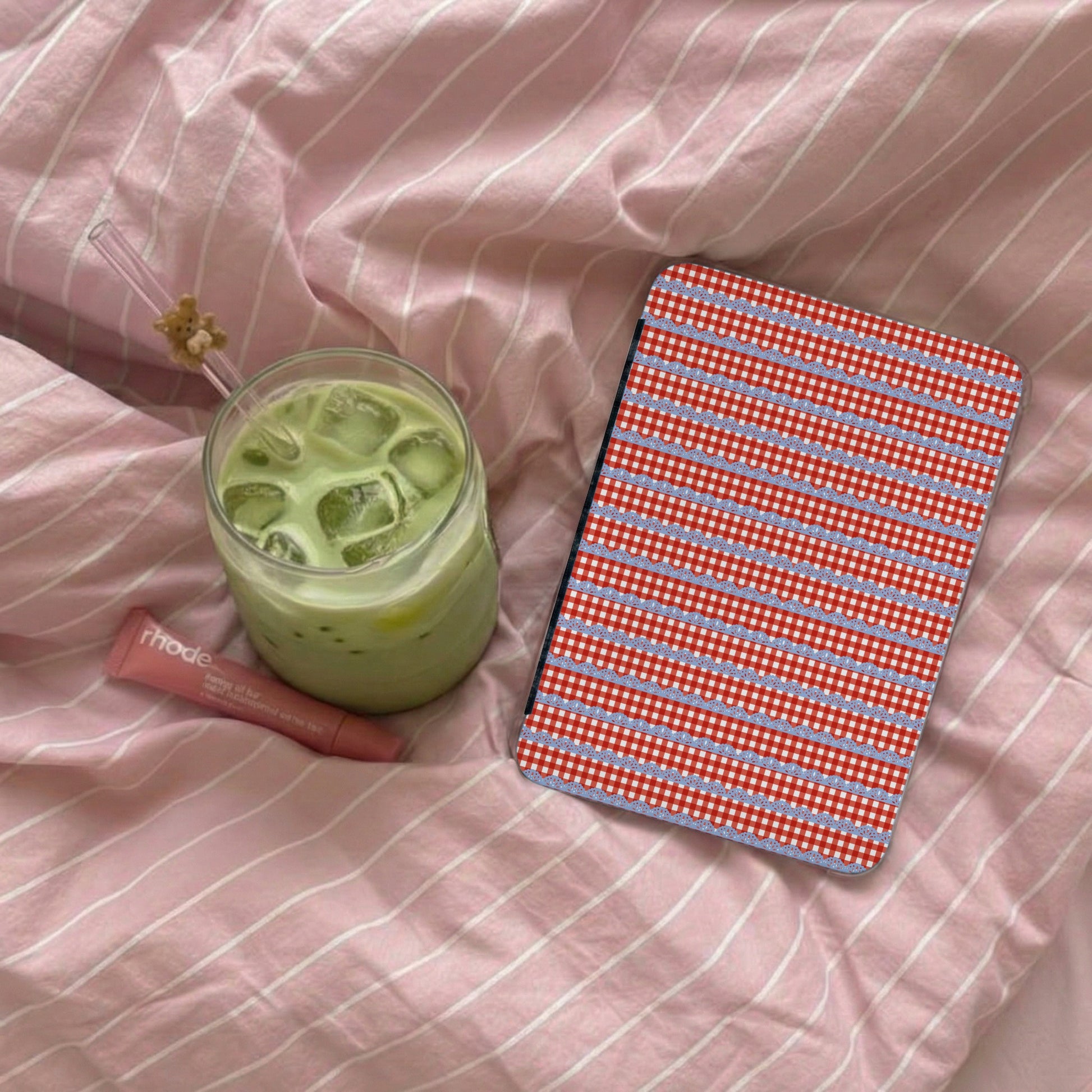Red and Blue Striped Patterned Tablet Case
