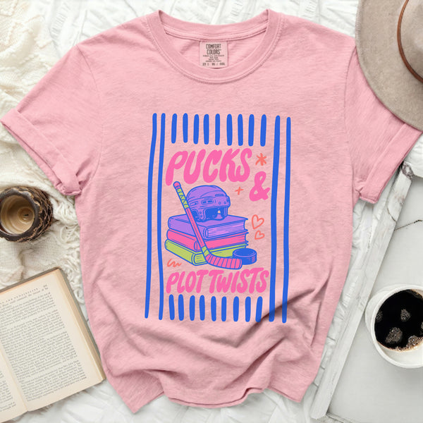 Pucks & Plot Twists Reading Nook Tee in Blossom