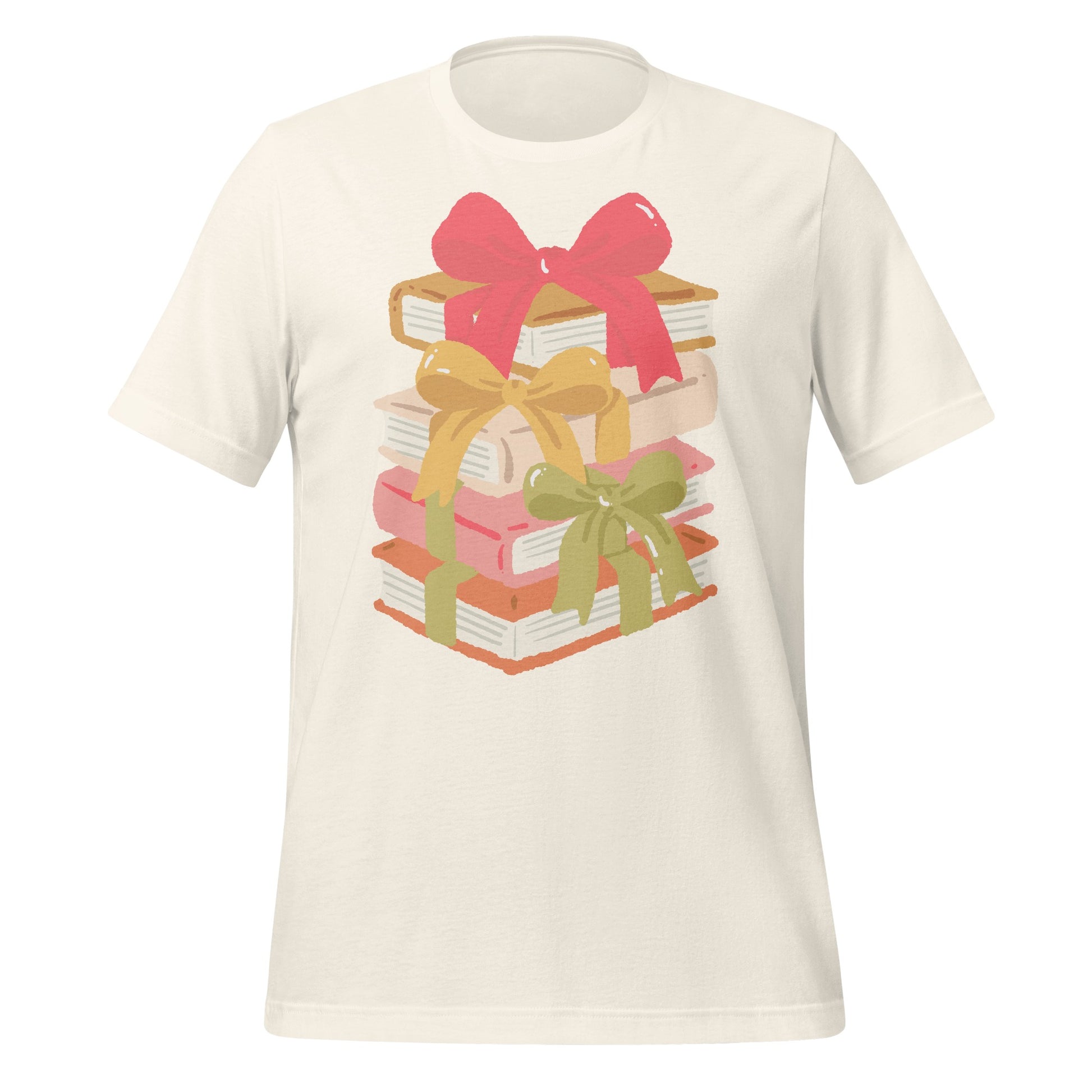 Stack of Books with Colorful Bows T-shirt