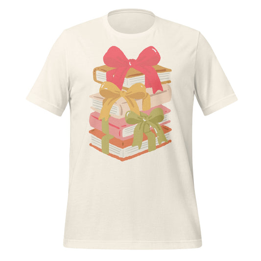 Stack of Books with Colorful Bows T-shirt