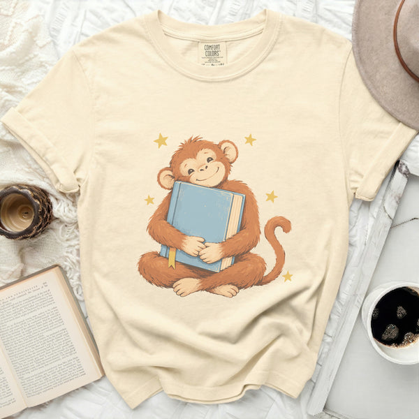 Bookish Monkey Tee in Ivory