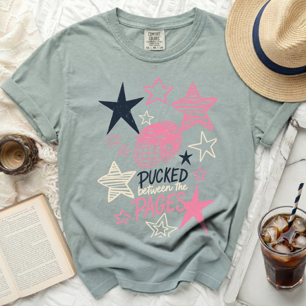 Pucked Between The Pages Tee in Bay