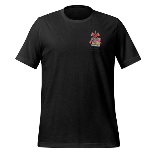Stylish Black Tee with Colorful Gift Design