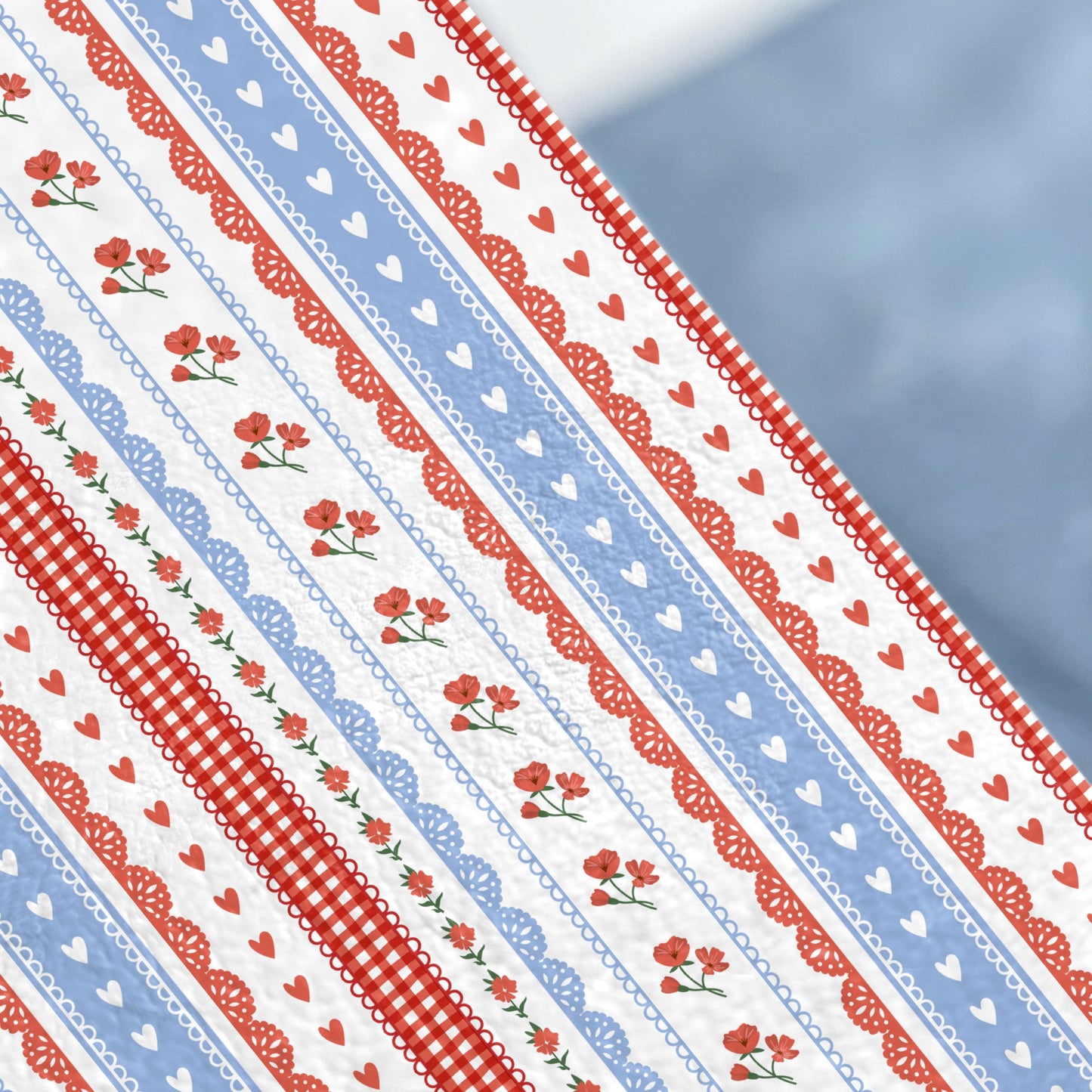 Charming Hearts and Flowers Pattern Strip Design