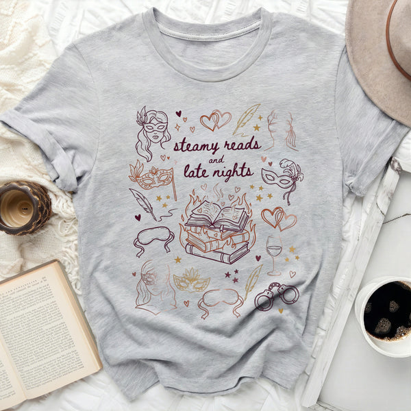 Romance Novel Masquerade Doodles Tee in Athletic Heather