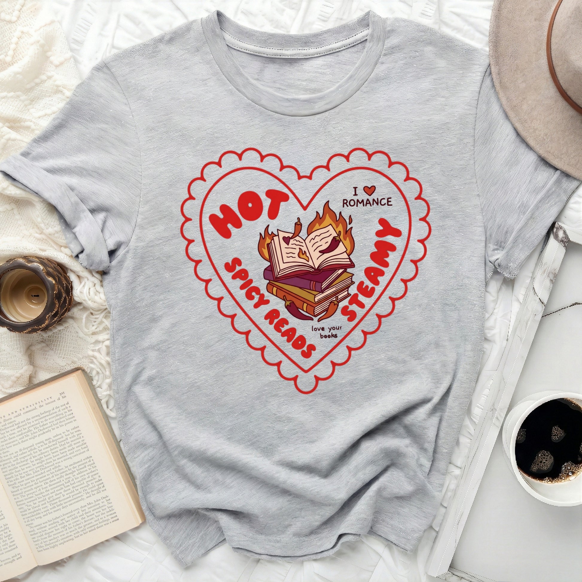 Hot Spicy Reads Steamy I Romance love your books product type
Hot Spicy Reads, Steamy Romance, Book Lover Shirt, Bookworm Gift, Reading Enthusiast, Literary Apparel, Novelty Book Tee, Romance Novels, Funny Reader, Bookish Merch, Valentine Gift Idea, Chili Pepper Art, Flaming Books, Heart Design, Graphic T Shirt, Book Reader Style, Cute Book Shirt, Unique Reader Gift, Book Club Item, Book Nerd Fashion