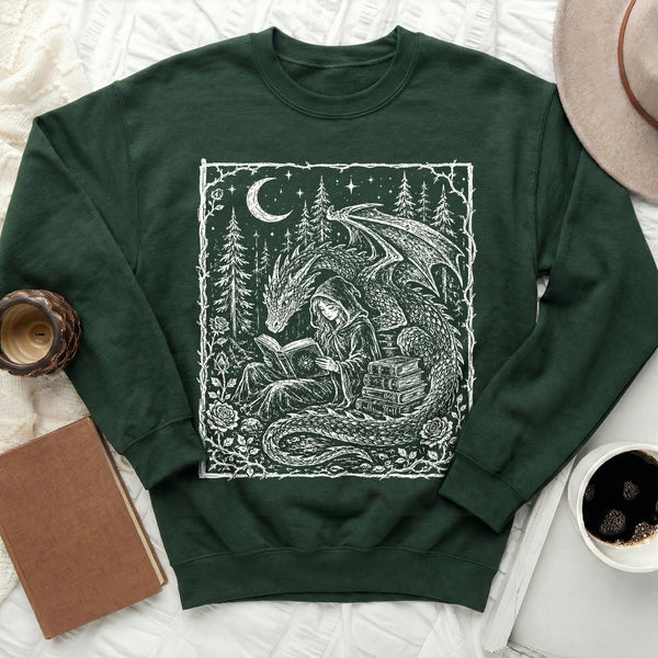 Moonlit Lorekeeper Sweatshirt in Forest Green