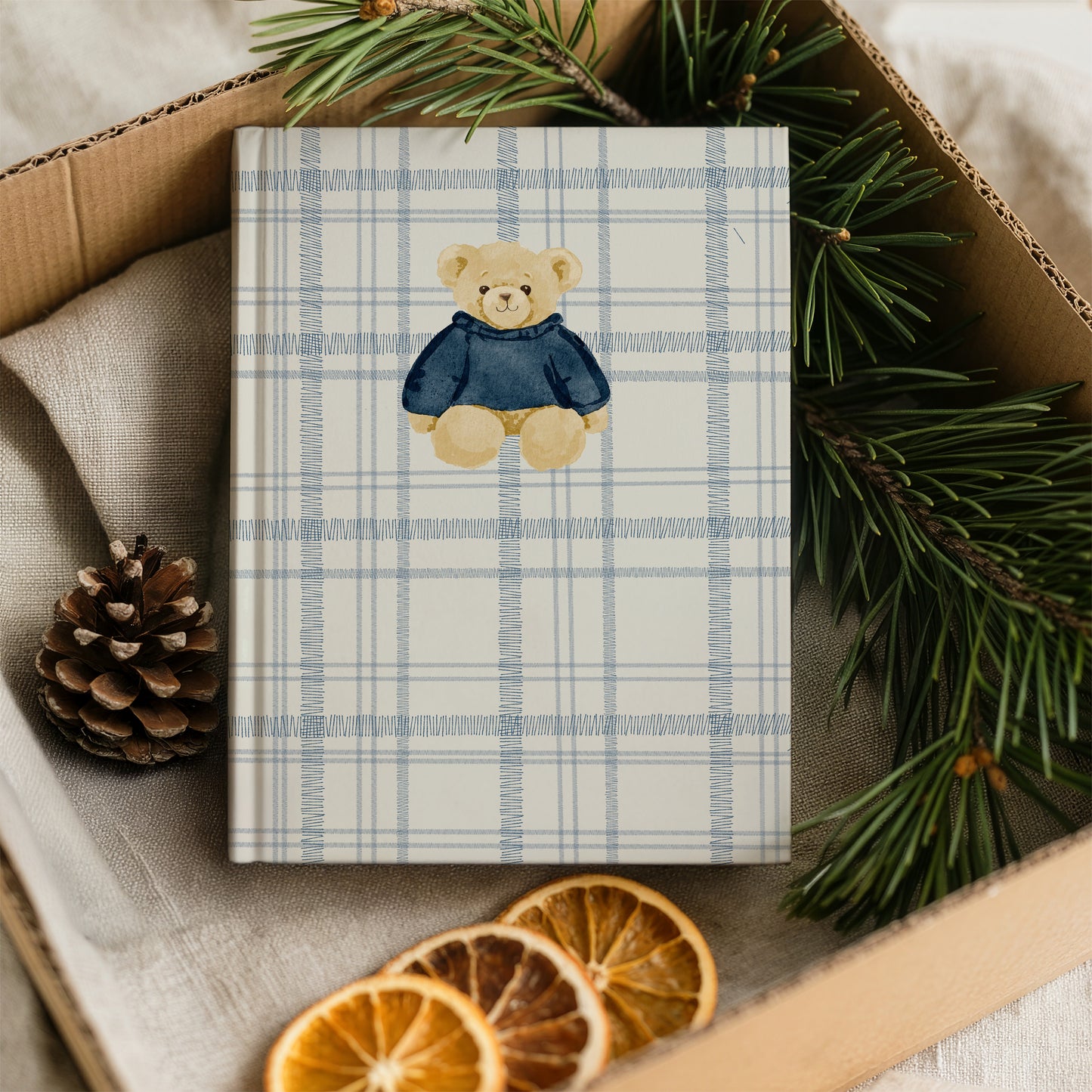 Cute Teddy Bear Notepad with Plaid Design
