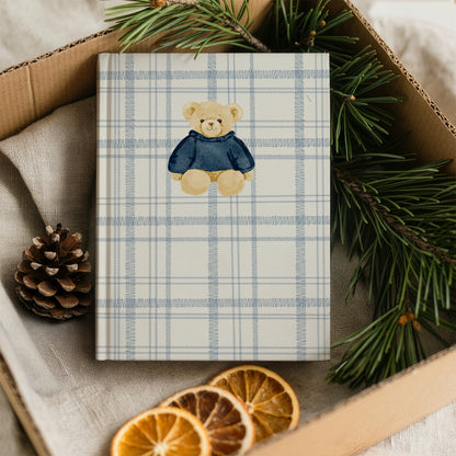 Cute Teddy Bear Notepad with Plaid Design