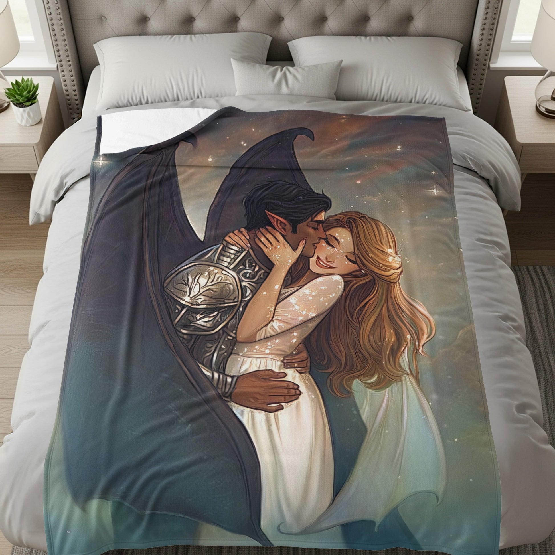 Enchanting Romantic Embrace with Fairytale Theme Blanket