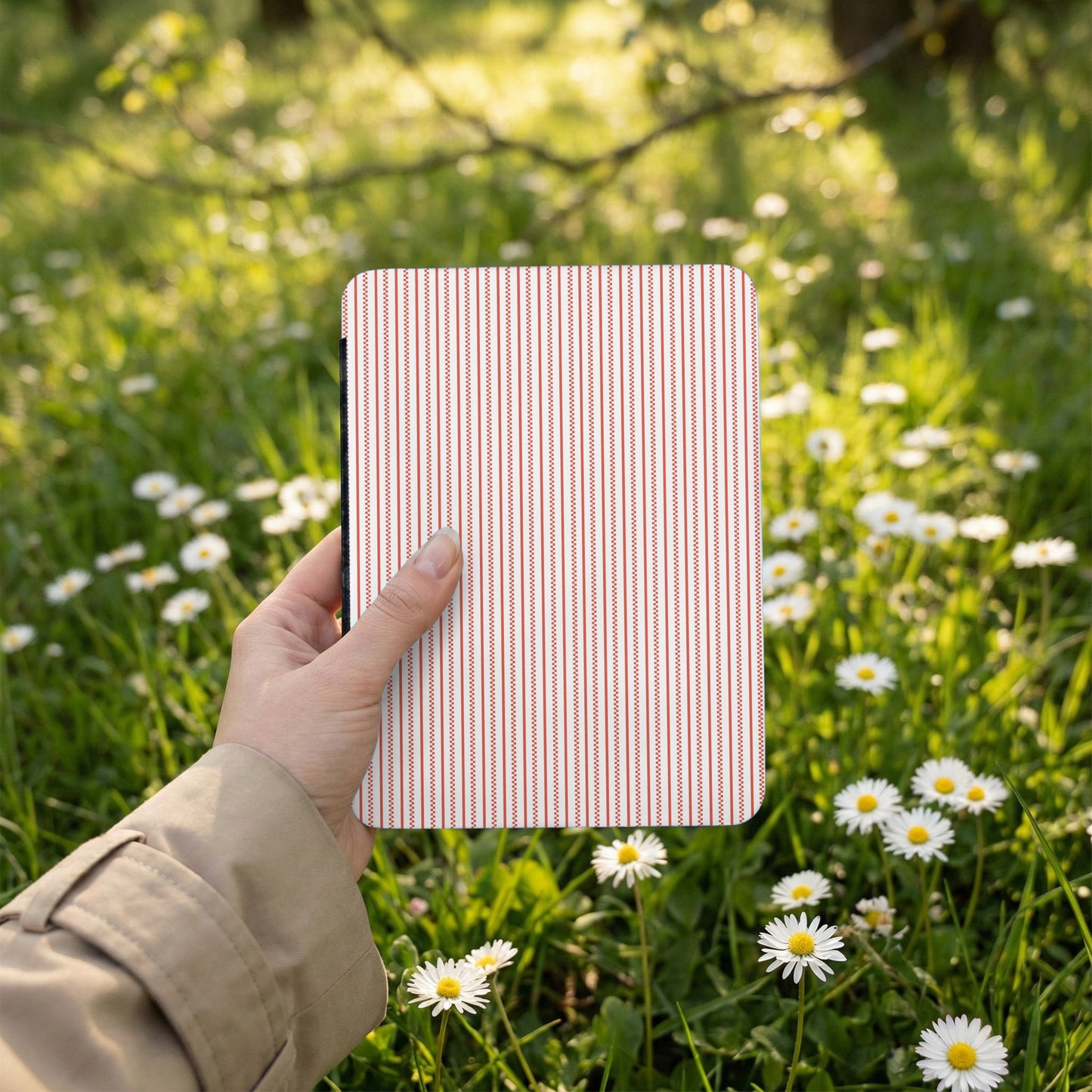 Red Striped Pattern in Nature Background Notebook