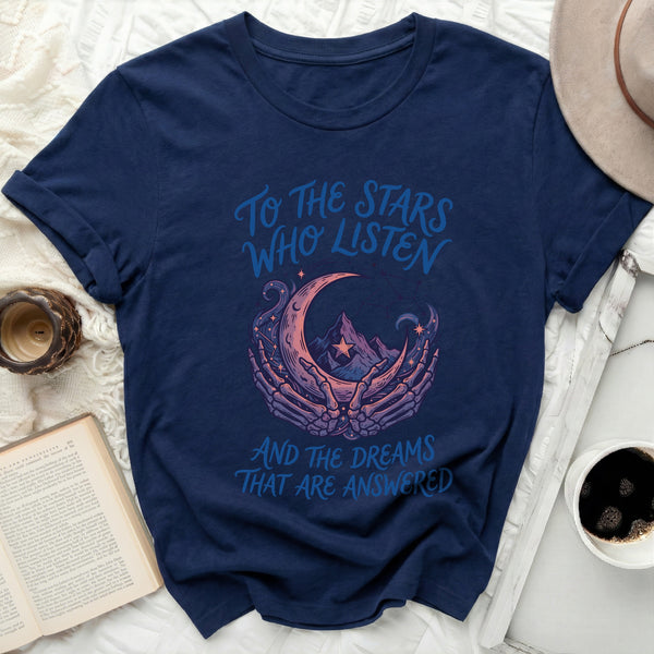 Velaris Skeletal Moon Tee in Navy
